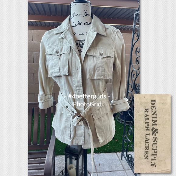 Denim & Supply R Lauren Safari Style Cotton Neutral Short Trench Jacket S/P S P - Picture 16 of 16